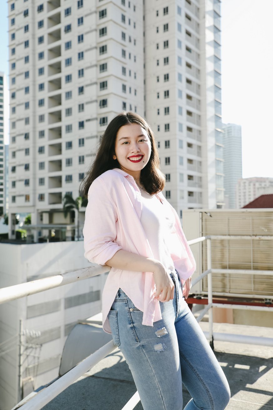 Woman in office rooftop
